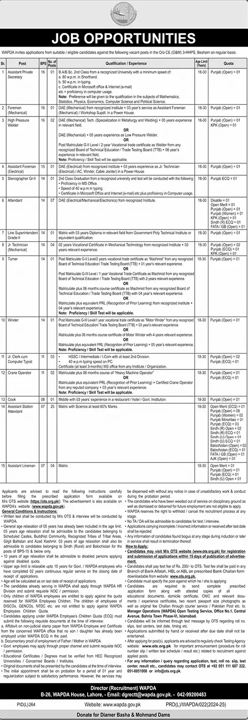 Latest WAPDA Jobs 2024 Advertisement August 2024