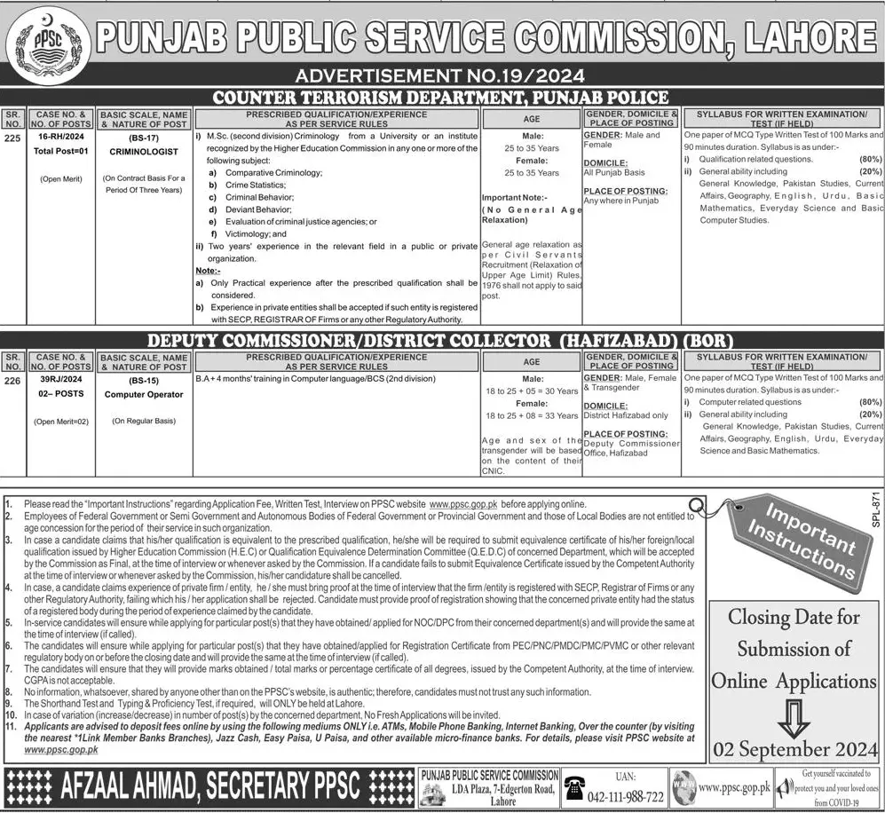 Punjab Government Jobs through PPSC 2024 