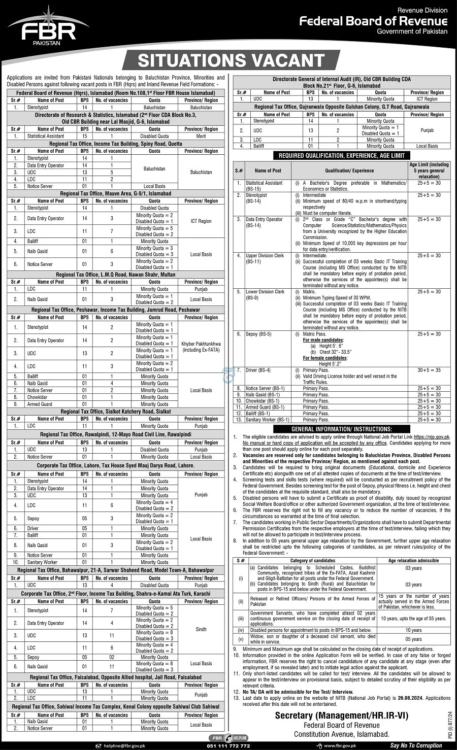 Pakistan Customs Careers 2024 - Apply Online Now