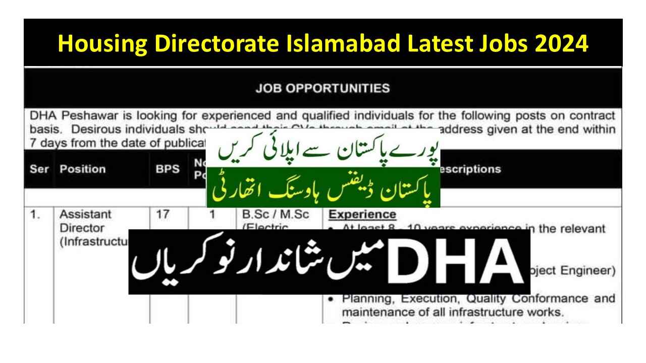 Housing Directorate Islamabad Latest Jobs 2024