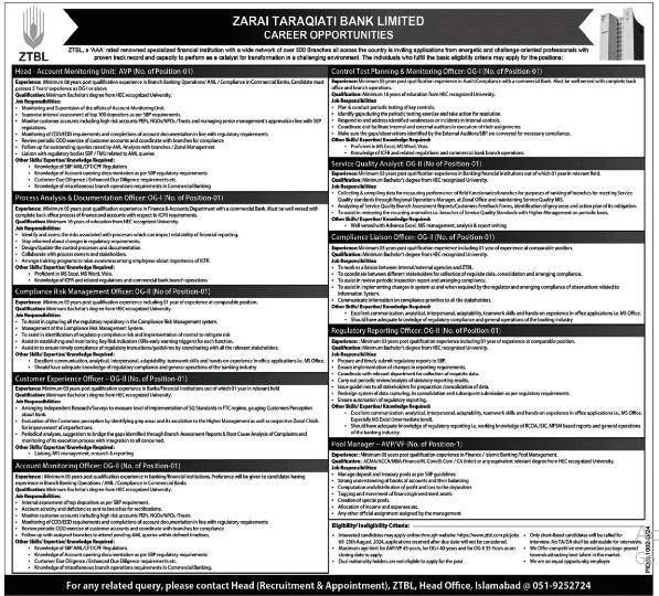 Zarai Taraqiati Bank Limited Jobs 2024 : Apply Now