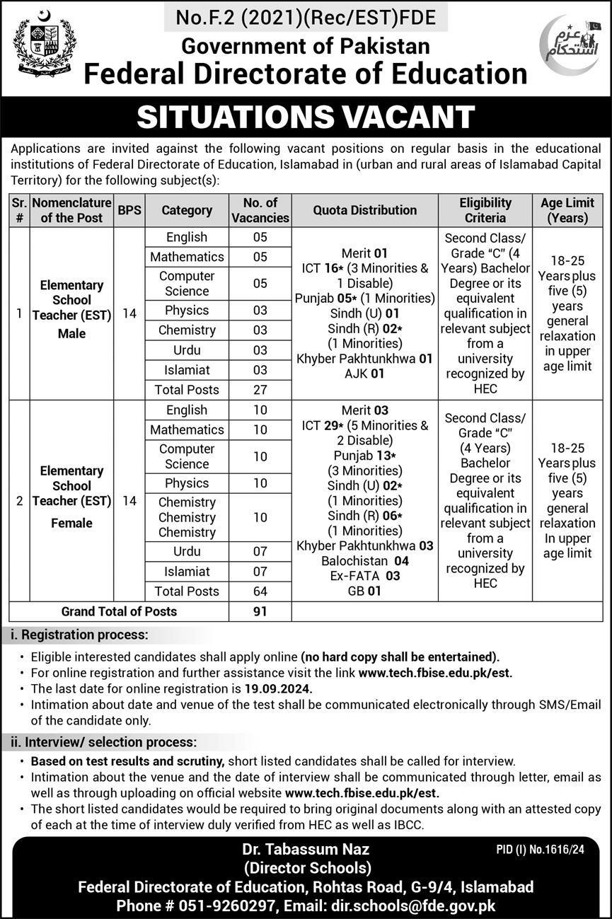 EST Teaching Vacancies 2024