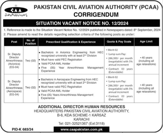 Pakistan Civil Aviation Authority CAA Jobs 2024