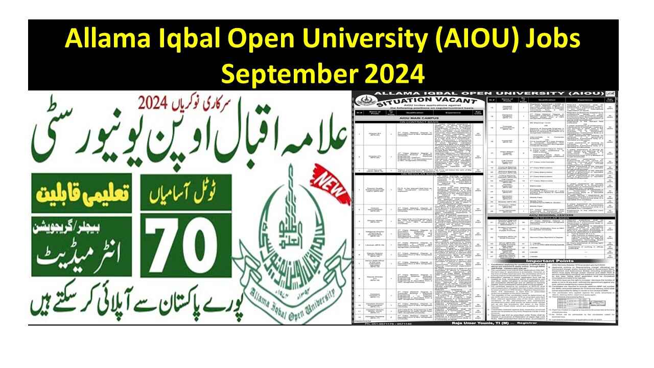 Allama Iqbal Open University (AIOU) Jobs September 2024