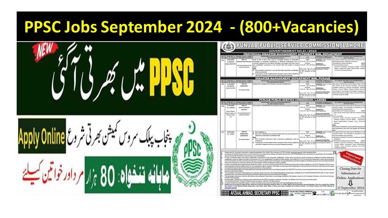 PPSC Jobs September 2024