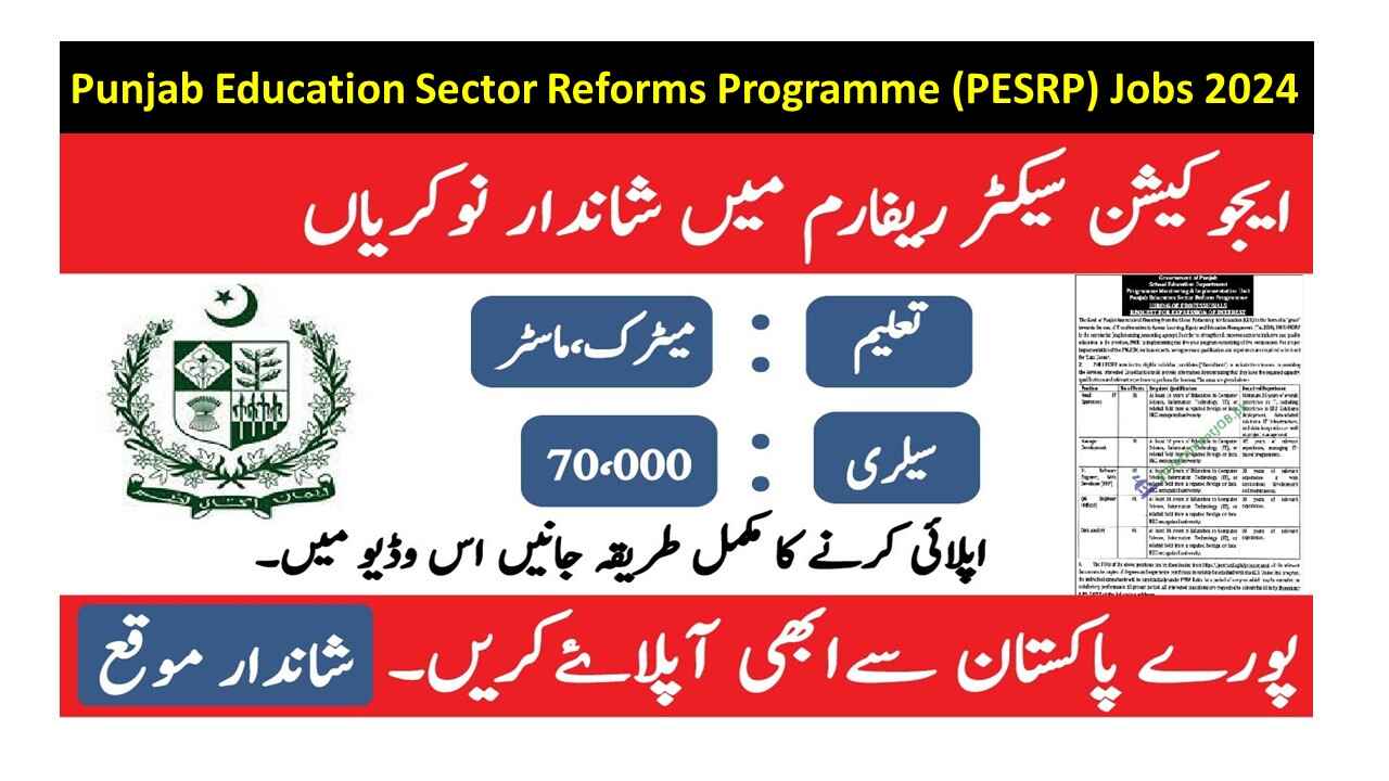 Punjab Education Sector Reforms Programme (PESRP) Jobs 2024