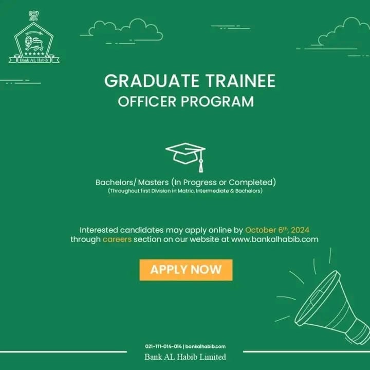 Bank Al Habib Graduate Trainee Officer Program 2024