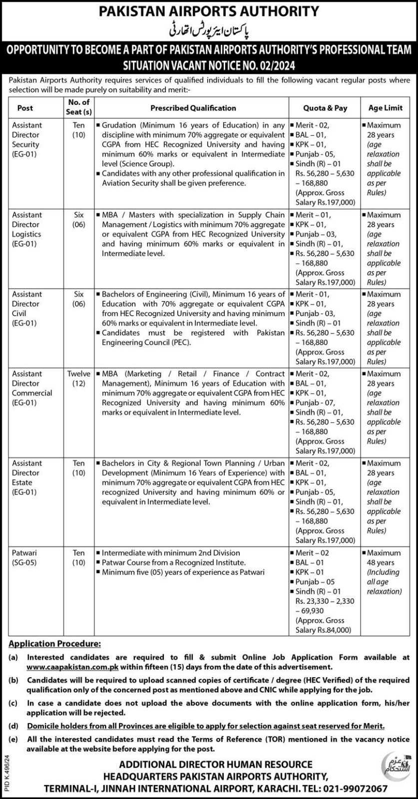 Pakistan Airports Authority Careers 2024: New Job Openings