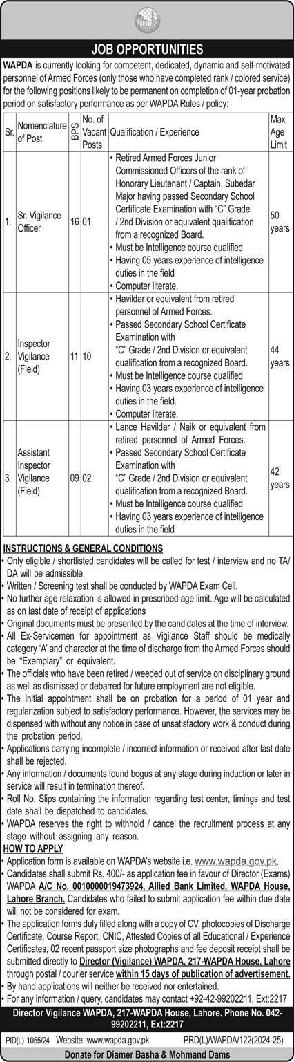 Wapda Jobs Opportunities in October 2024 