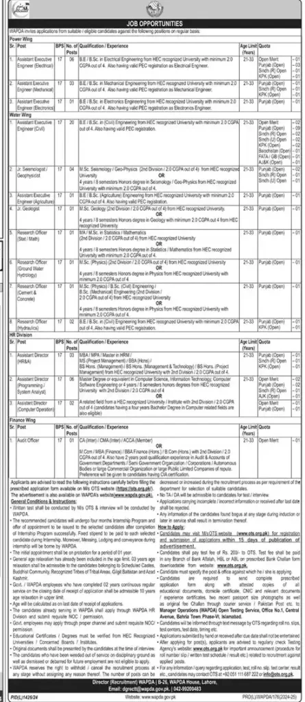 WAPDA Jobs 2024 by OTS 