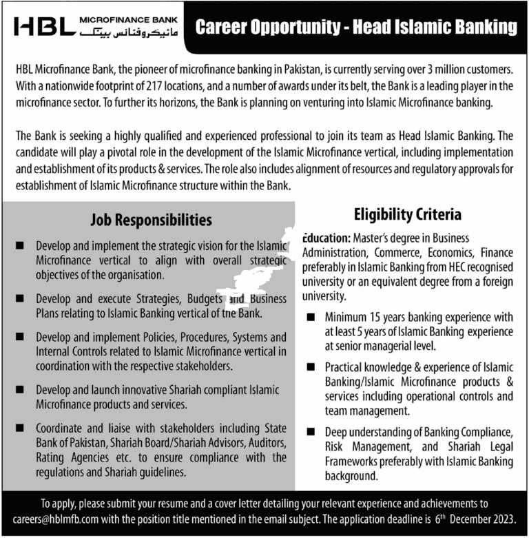 HBL Bank Jobs