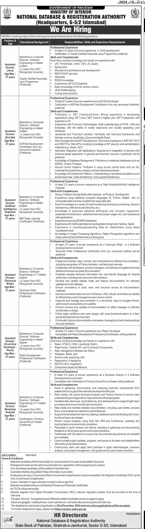 NADRA Job Opportunities