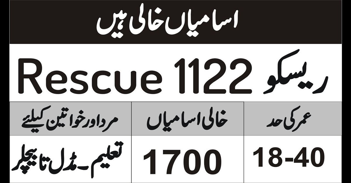 Emergency Service Rescue 1122 Punjab Jobs 2025