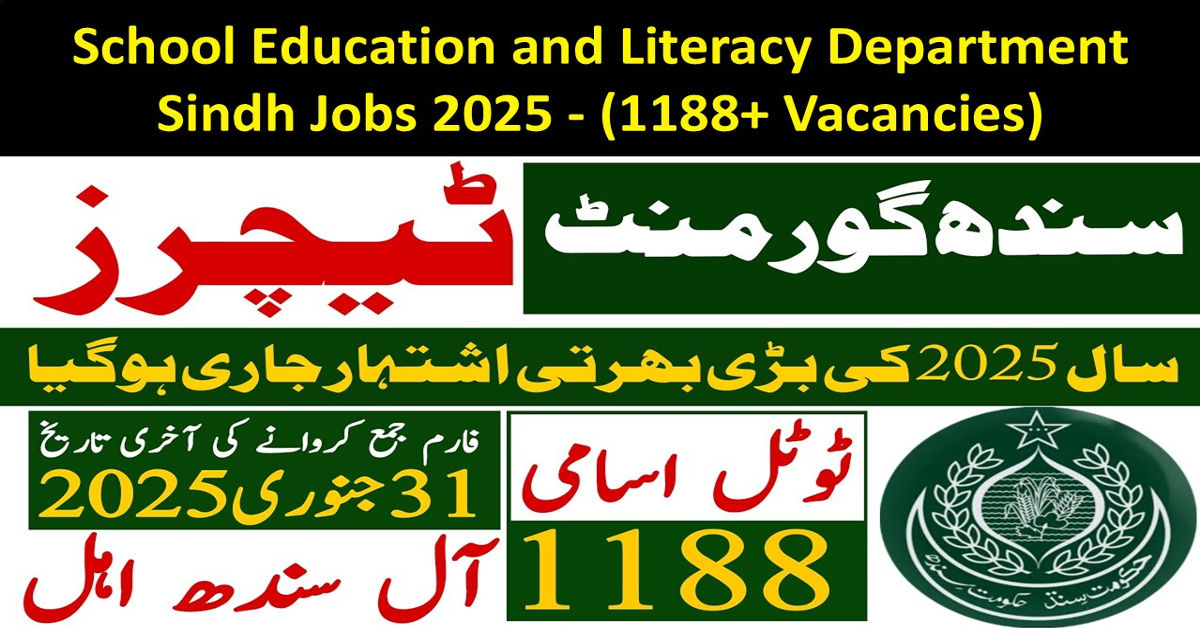 School Education and Literacy Department Sindh Jobs 2025