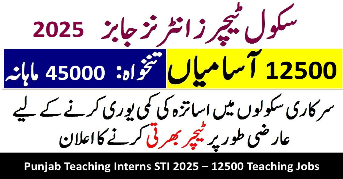 Government Schools of Punjab 12500 Teaching Jobs