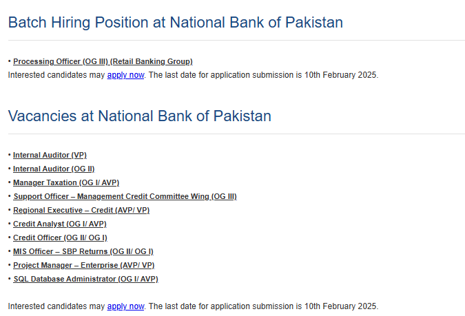 National Bank of Pakistan NBP Jobs 2025 in All Pakistan