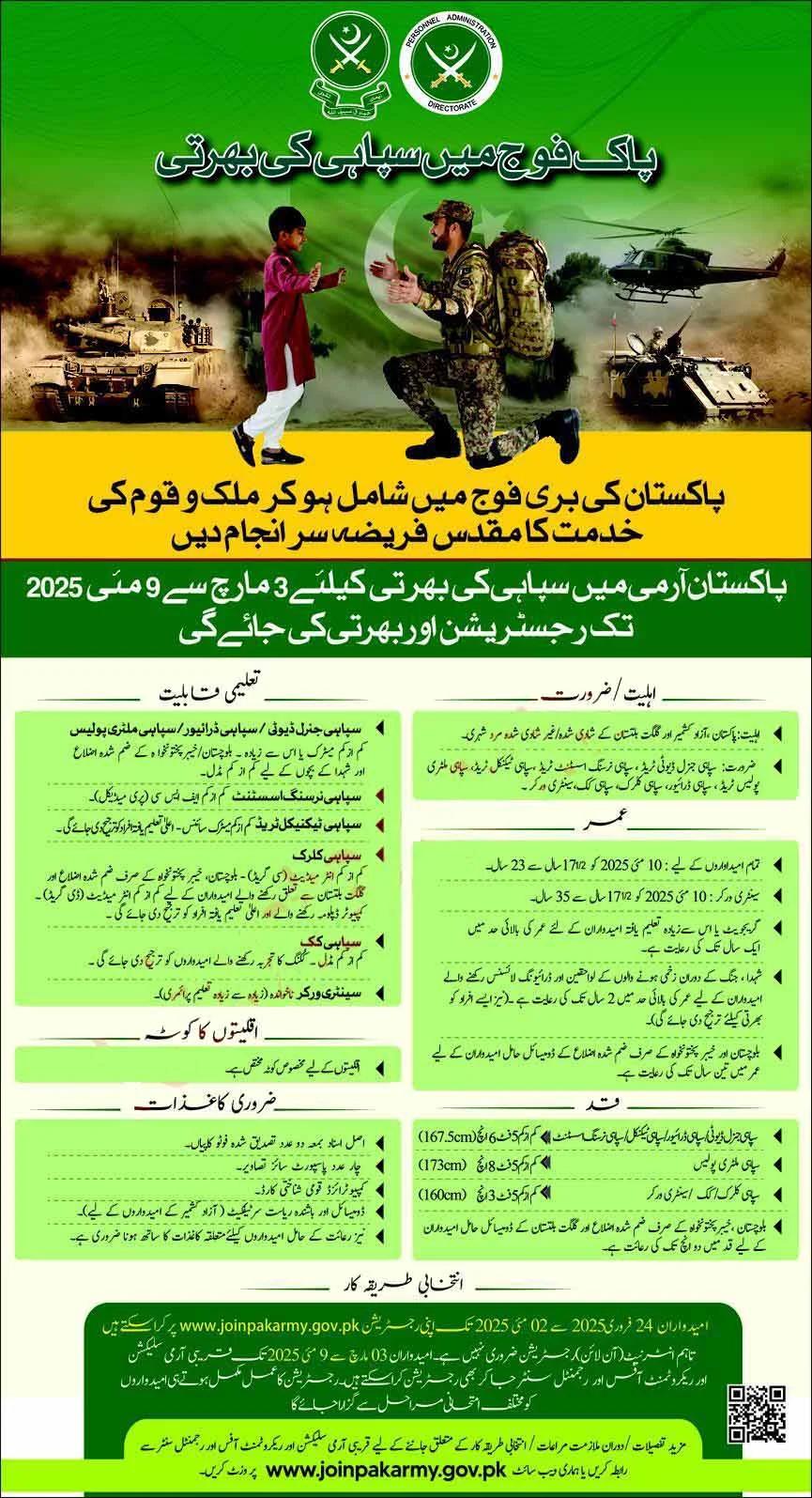 Join Pak Army Sipahi Jobs 2025