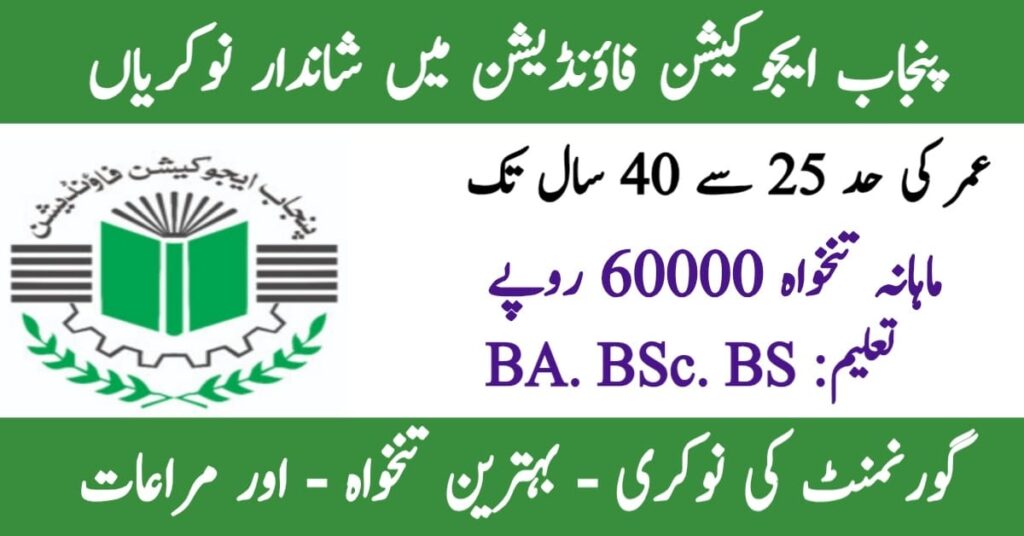 Punjab Education Foundation (PEF) Jobs 2025 For Monitoring Officers