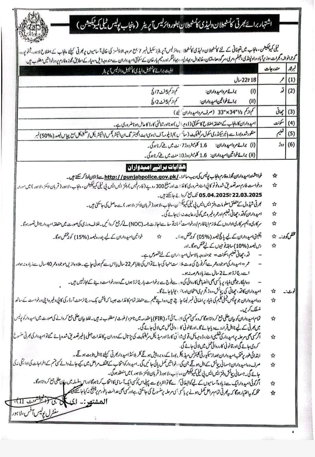 Punjab Police Wireless Operator Jobs 2025 