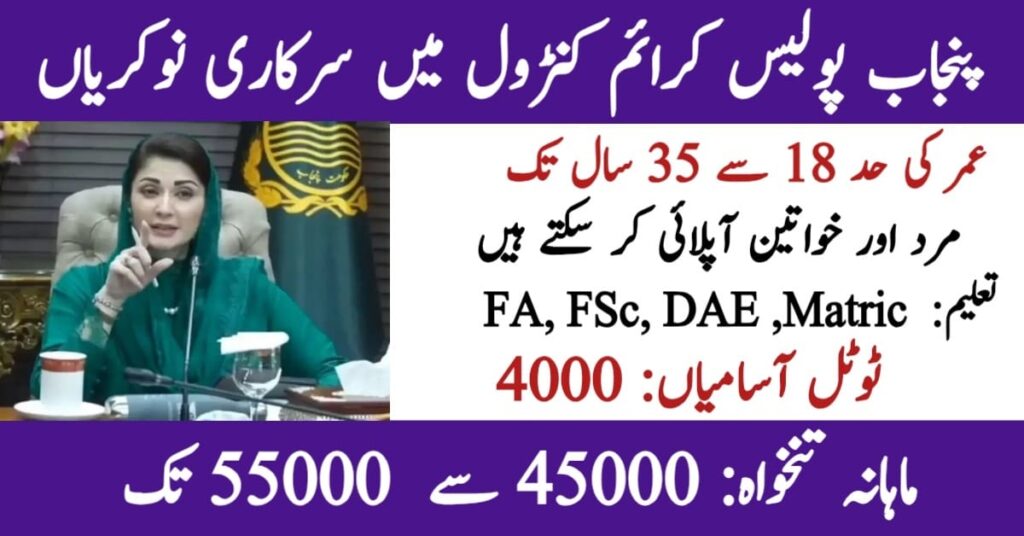 Punjab Crime Control Department (CCD) Jobs 2025 - (4000+ Vacancies)