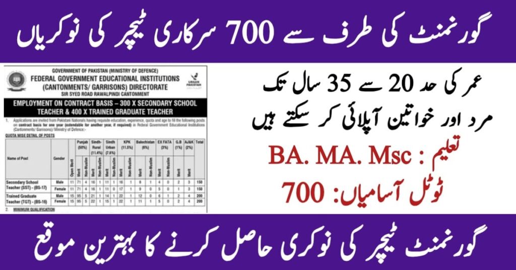 FGEI Secondary School Teaching Jobs
