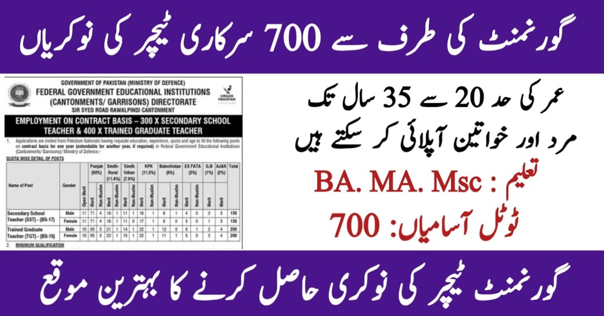 FGEI Secondary School Teaching Jobs