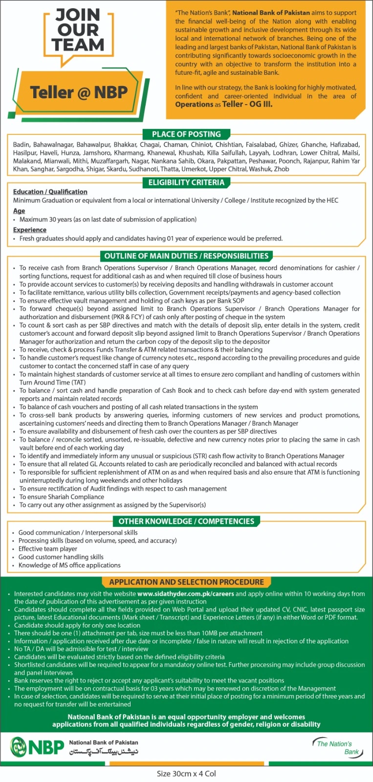 National Bank of Pakistan (NBP) Jobs August 2025