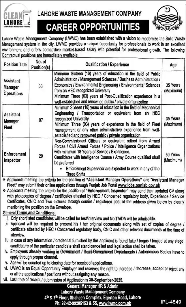 LWMC Jobs 2025 advertisement