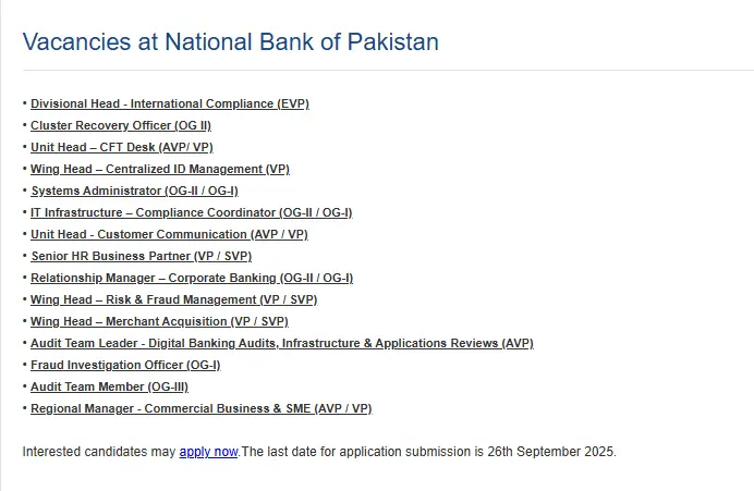 NBP Jobs 2025
