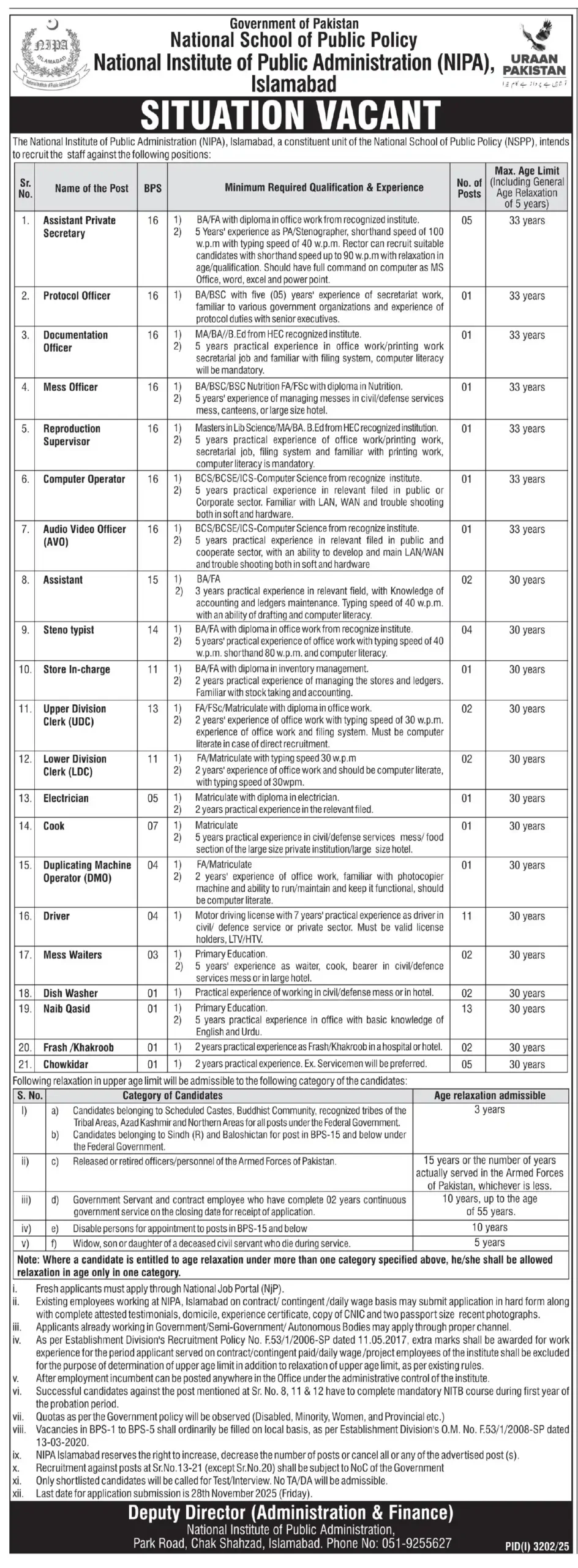 NIPA Islamabad Jobs 2025 – Apply Online for Latest Vacancies | National School of Public Policy