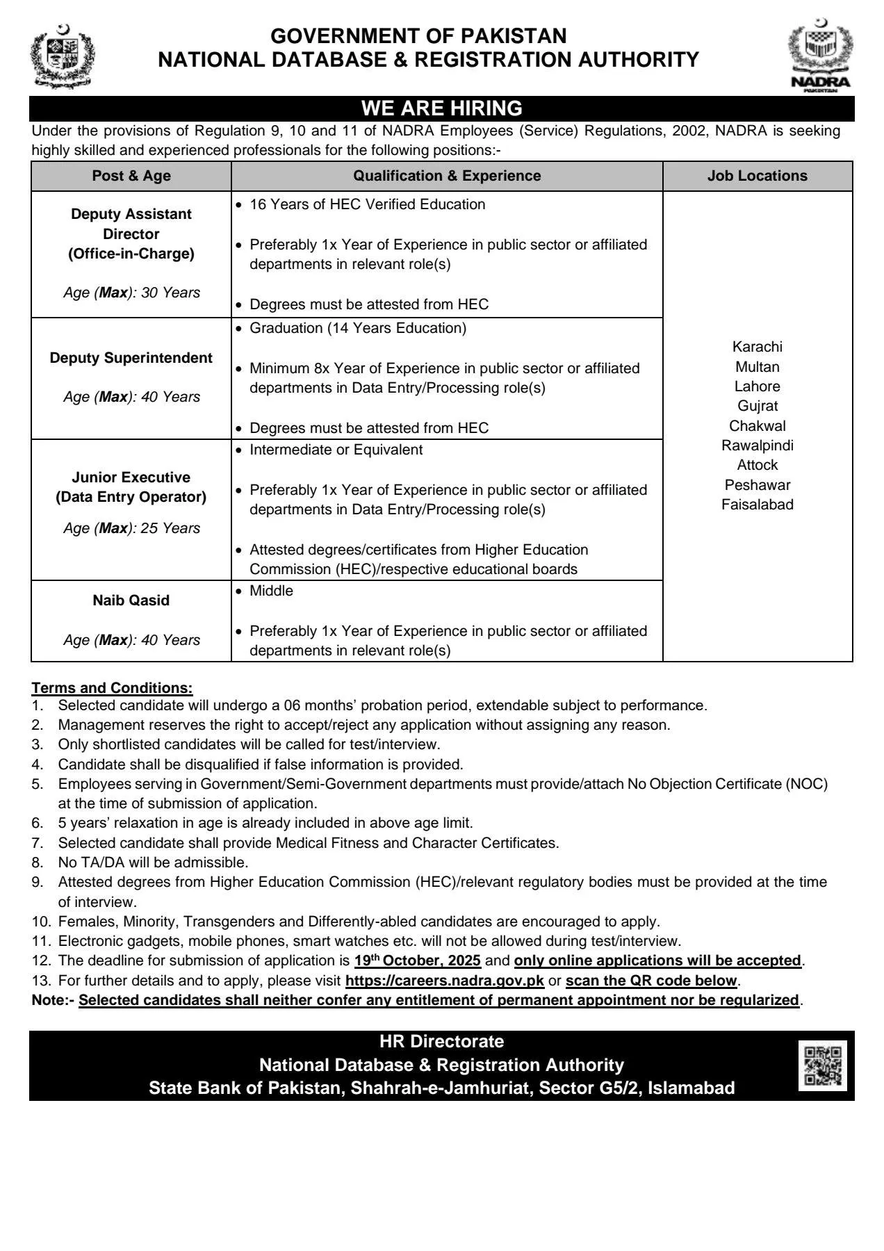 NADRA Jobs 2025 – Latest Vacancies Announced Across Pakistan