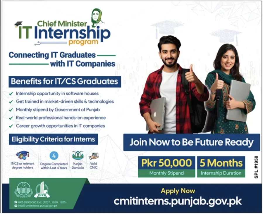 Chief Minister IT Internship Program 2025 – Monthly Stipend PKR 50,000 