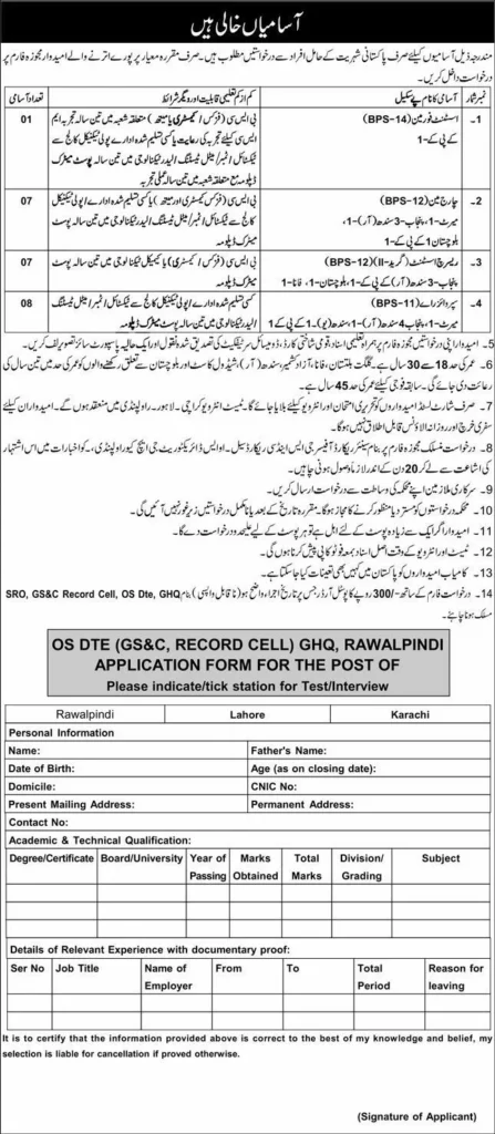 Pak Army Civilian Jobs advertisement