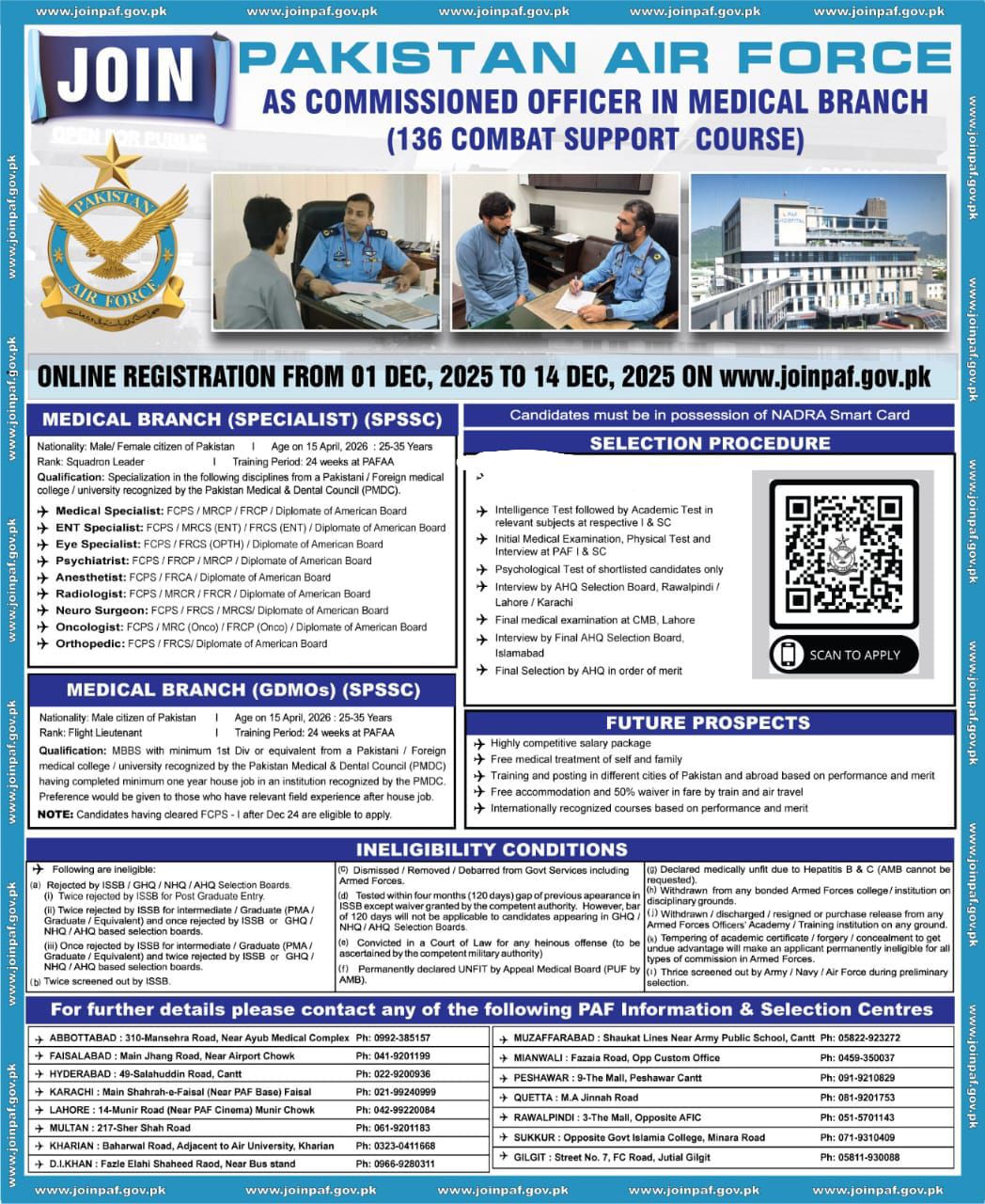 Join Pakistan Air Force 2025 – Commissioned Officer Jobs in Medical Branch (136 Combat Support Course)