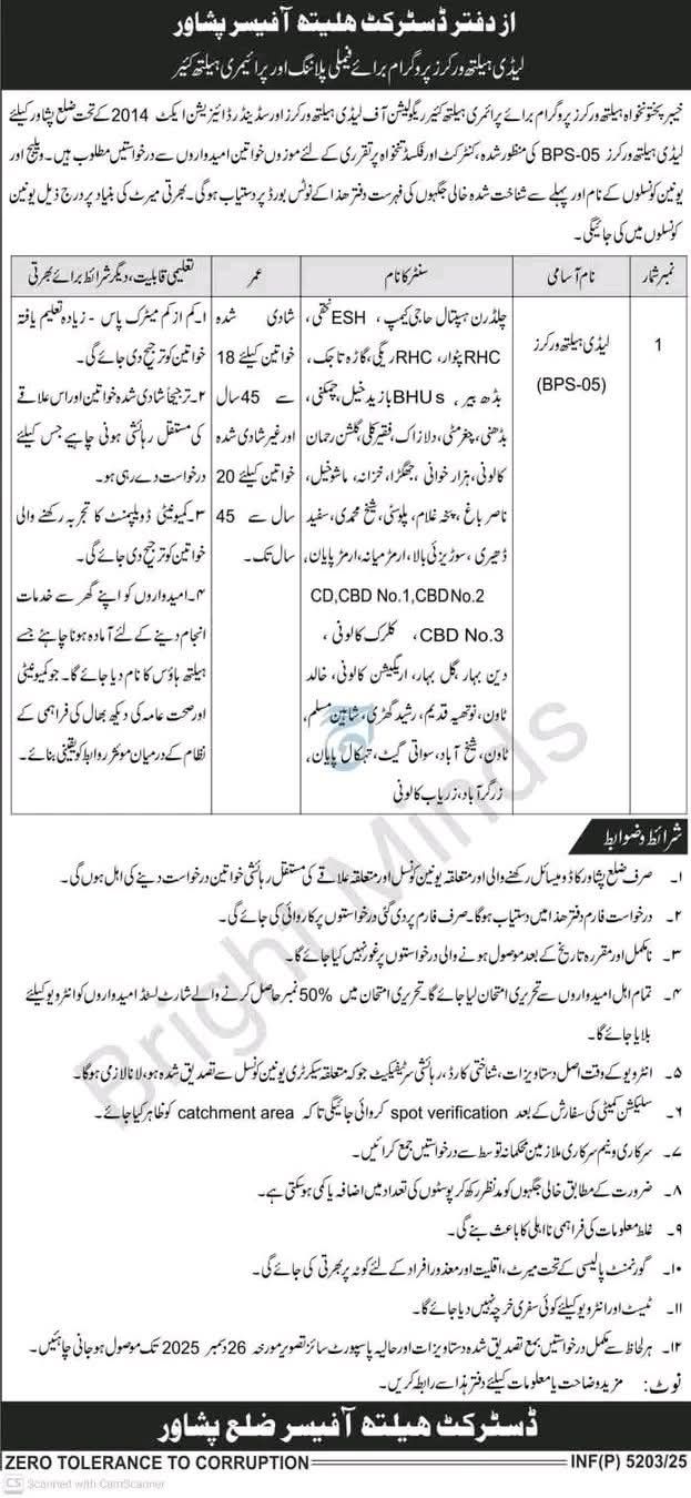 Lady Health Supervisor (BPS-05) Jobs 2026 - Latest Advertisement 