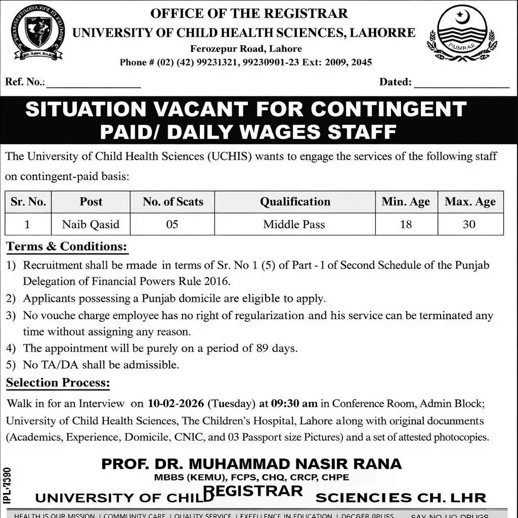 Govt Jobs 2026 For Naib Qasid