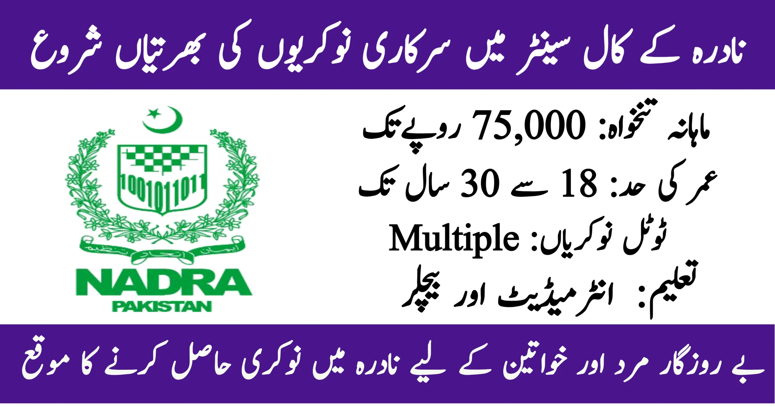 NADRA Call Center Agent Jobs 2026