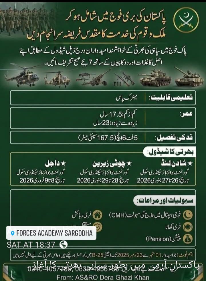 Pakistan Army Soldier Jobs 2026