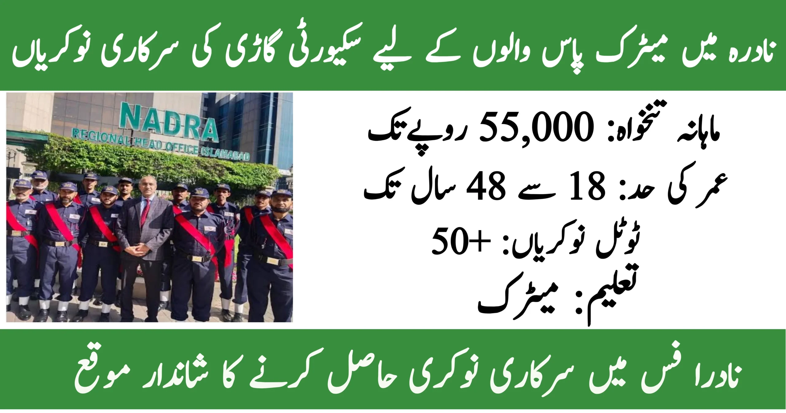 Security Guard Jobs 2026 at NADRA