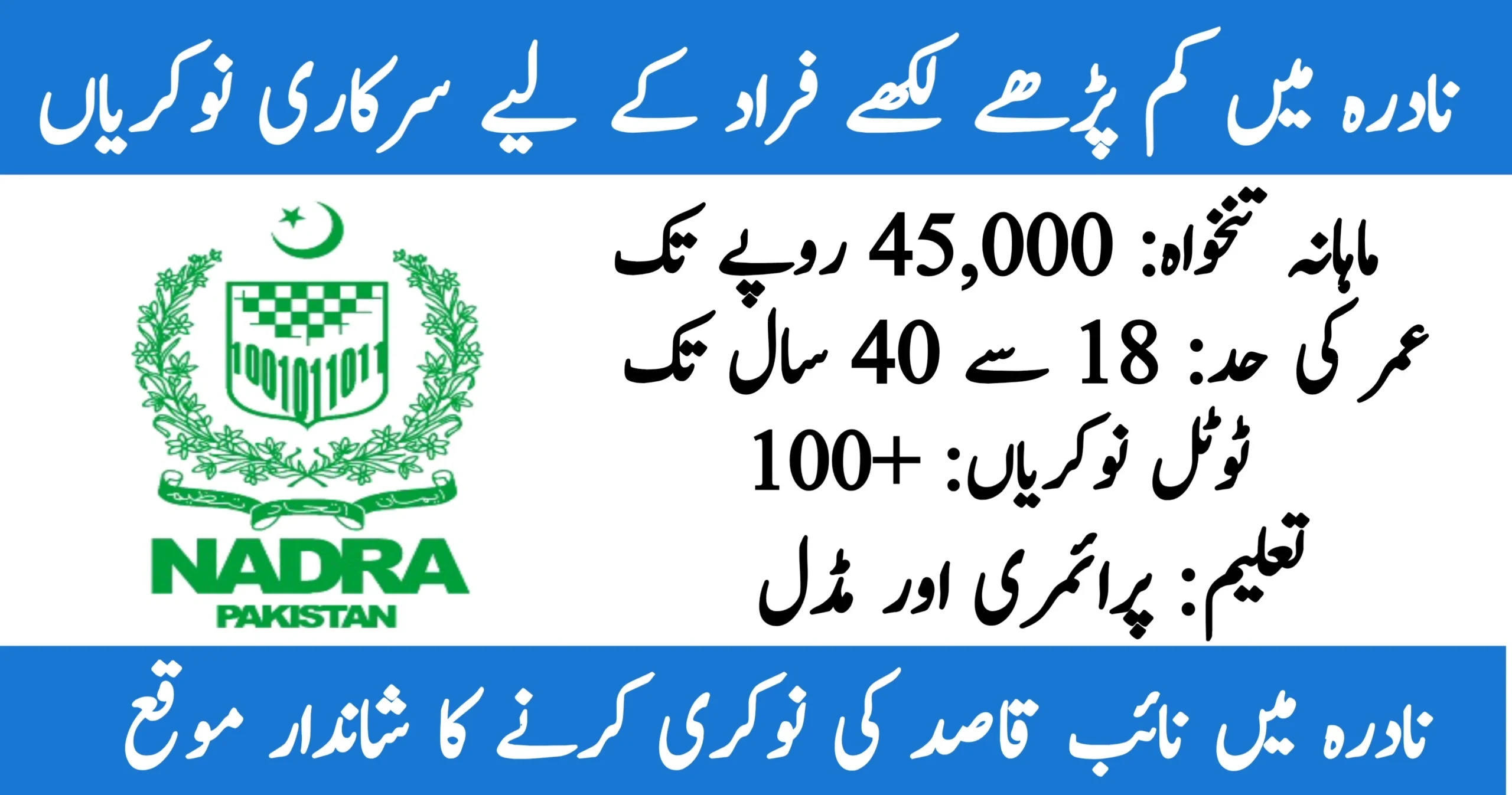 NADRA Naib Qasid Jobs 2026