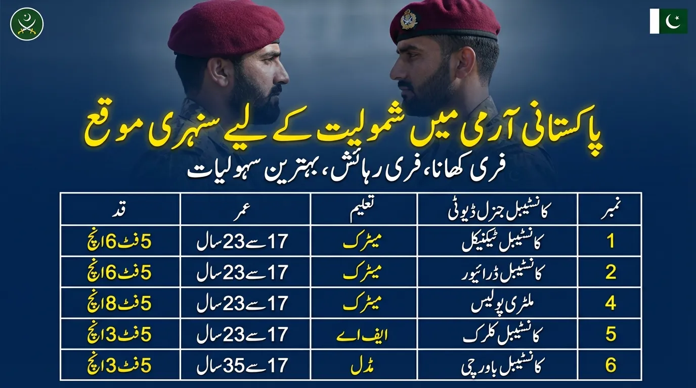 Join Pakistan Army as Sipahi 2026