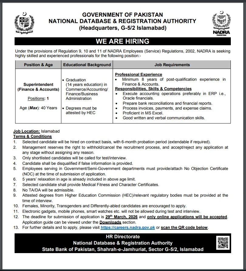 NADRA Jobs 2026