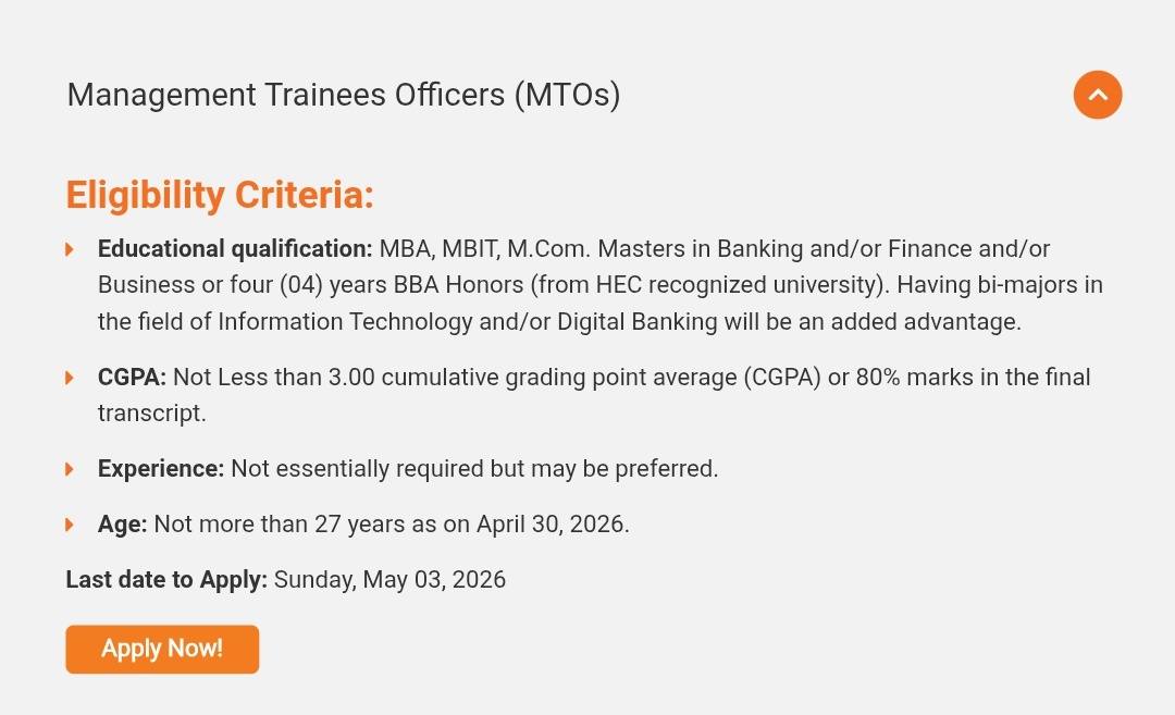 Allied Bank MTO Jobs 2026 advertisement