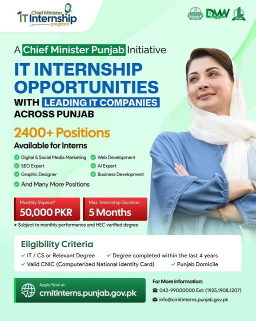 Chief Minister Punjab IT Internship Program 2026 advertisement