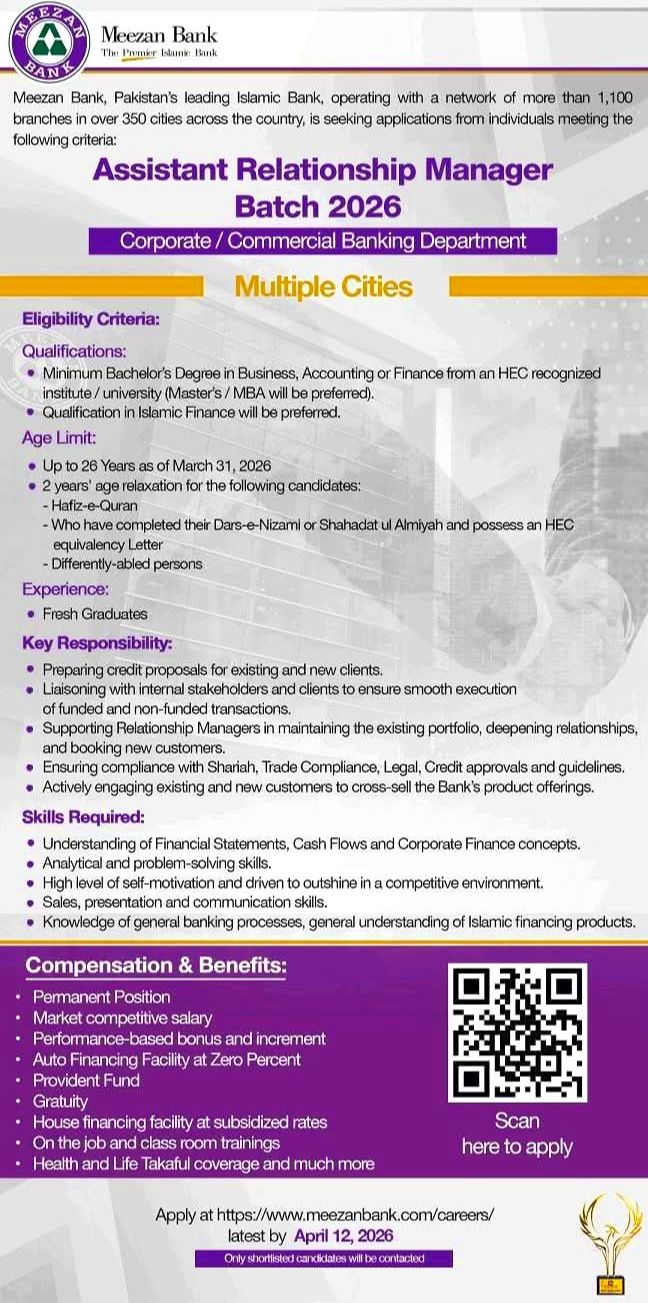 Meezan Bank Jobs 2026 advertisement