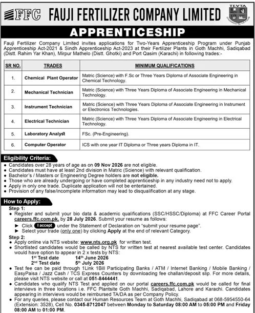 FFC Apprenticeship Program 2026 advertisement