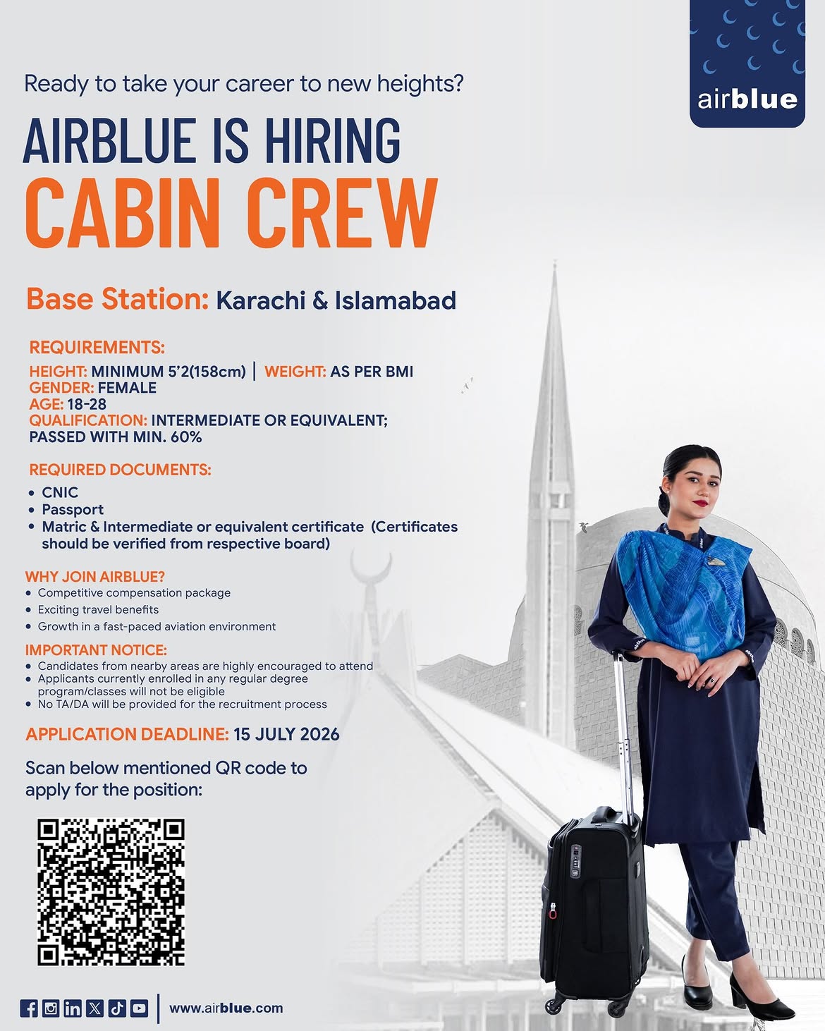 airblue cabin crew jobs july 2026 advertisement