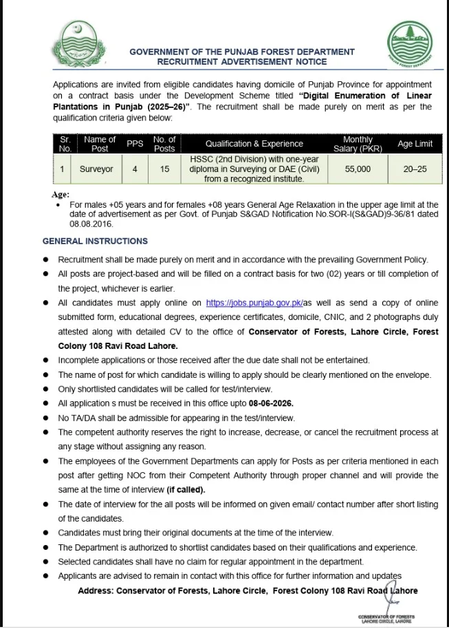 punjab forest department jobs 2026 advertisement