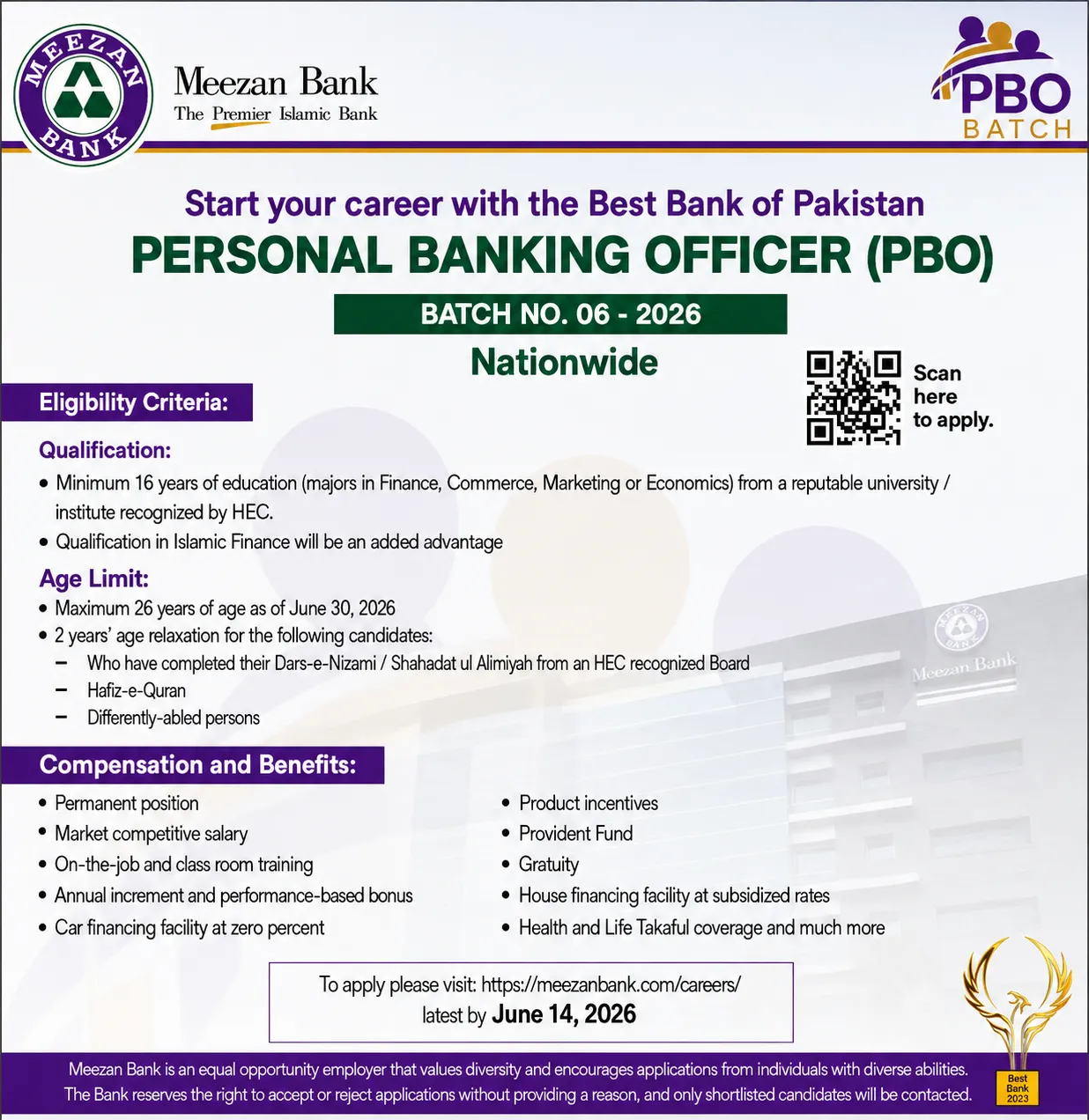 meezan bank personal banking officer (pbo) jobs