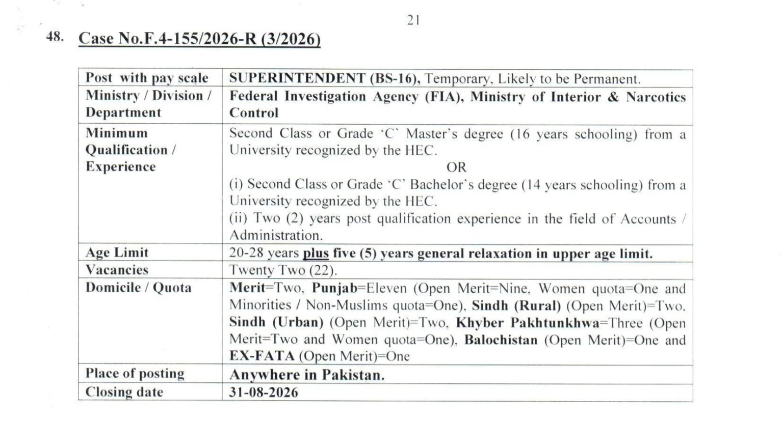 fia jobs 2026